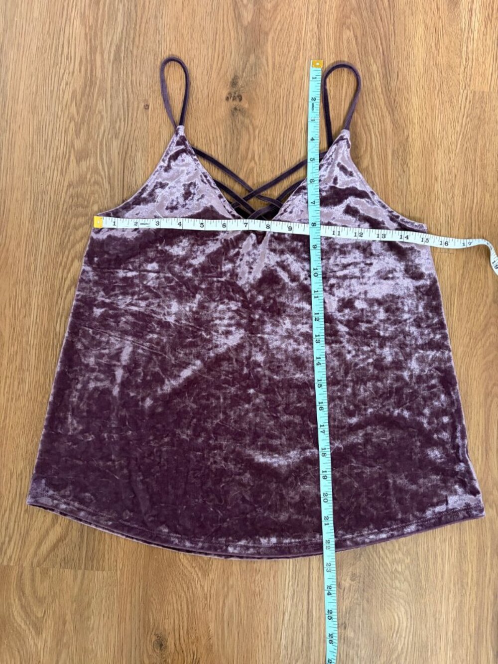 American Eagle Purple Crushed Velvet Strappy Cami Tank Top Size Small Y2K 90s Cr - Picture 7 of 7